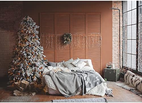 Fondo de fotografía de árbol de Navidad de Chimenea de Vinilo Fondo de Retrato de bebé Infantil Accesorios de Estudio de fotografía A3 7x5ft / 2,1x1,5 m