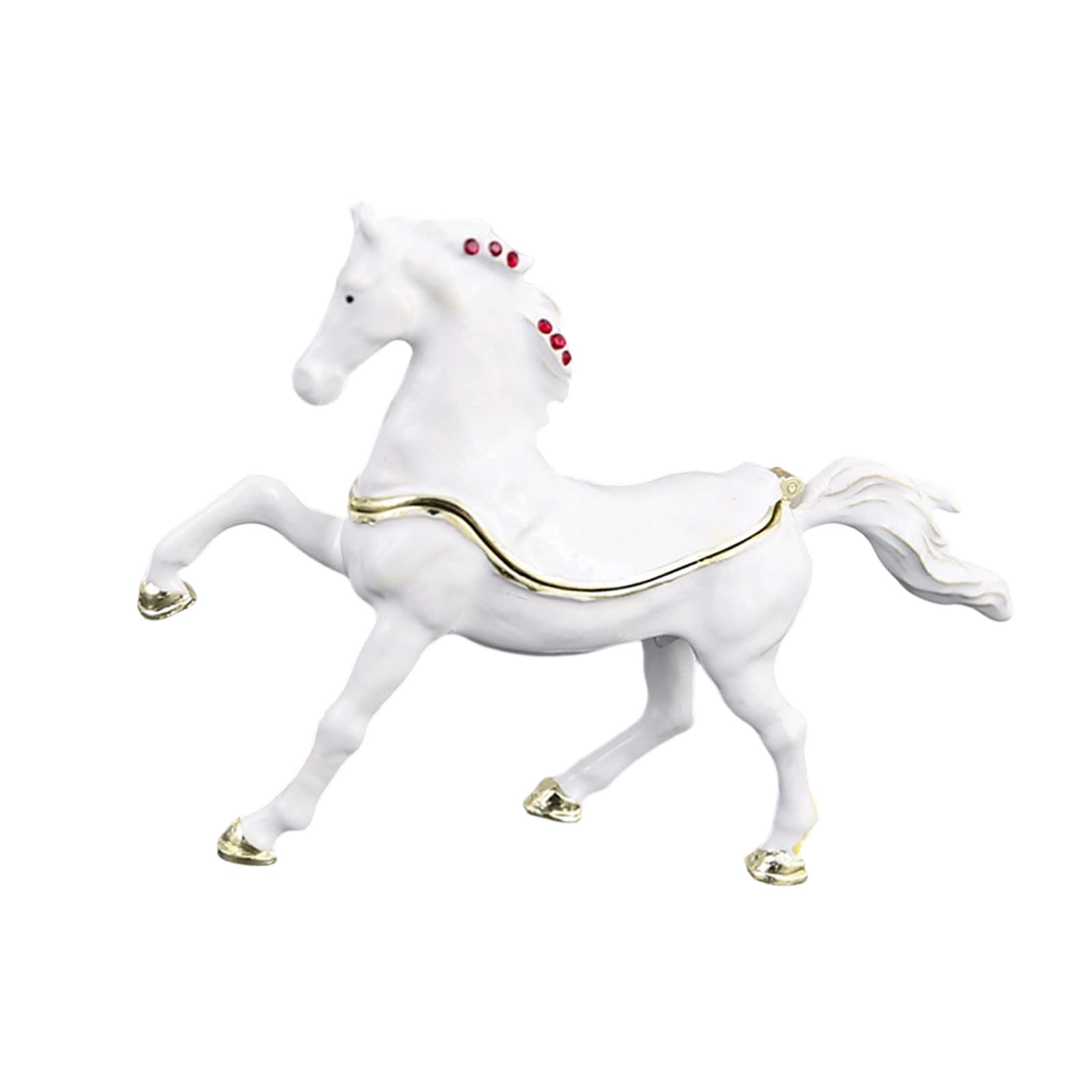 TFAOYS Chinese Zodiacs Metal Horse Figurine Jewelry Holder with Elegant Carved for Display Trinket Box Chinese Starsign Horse Ornament