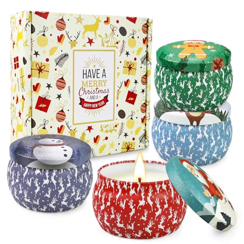Yinuo Mirror Regali Natale, Candele Profumate Regalo, Set Candele Profumate 4x4,4 Oz, per...