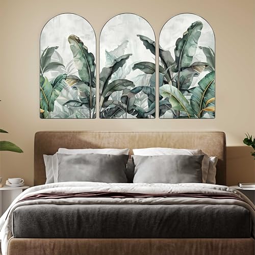 Image of Livin'luxe Set of 3 Tropical Banana Leaf Wall Painting for Living Room, Bedroom, Hotels - Big Size Stylish Ftrame 50 inch x 30 inch Wall Art for Home Decoration RPNL-22