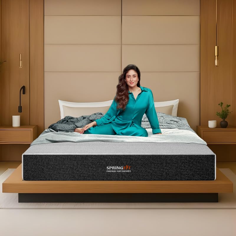 Springfit ZBox Orthopedic Mattress with Aero Sleep Memory Foam + HR Comfort Foam | 8 Inches Queen Size Mattress(78x60x8) | HR Support Foam | Breathable Fabric | Medium-Soft | 5-Year Warranty