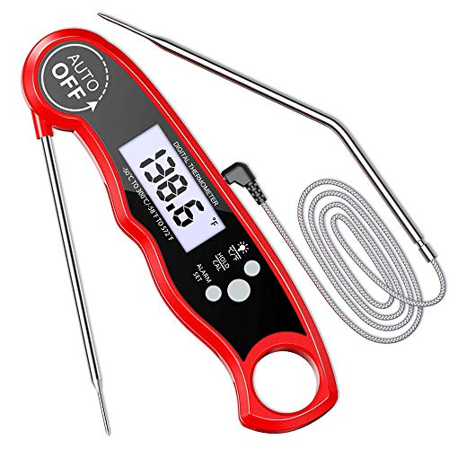 Gaoni Termometro Cocina, Sonda Para Alimentos Cocina Para Cocinar con Lectura Instantánea, 2 Sondas Largas Plegables, Pantalla LCD Retroiluminada, Alarma de Temperatura, ºF/ºC, Ideal Para Alimentos