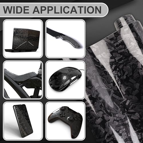 Image of LYPUMSO Forged Carbon Fiber Vinyl Wrap, Gloss Black Car Vinyl Wrap Roll with 2PCS Installation Tool Kits, Self-Adhesive DIY Decal Sticker Film Sheet for Auto Motorcycle with Air Release (1ft x3.5ft)