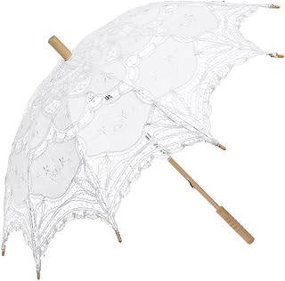 Lace Parasol Umbrella Vintage Wedding Bridal Lace Umbrella for Decoration Photo Tea Party 32 Inch Adult Size