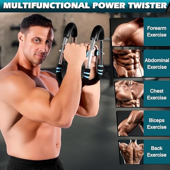 Twister Arm Trainer, Adjustable Chest Workout Equipment, Portable Detachable Chest Exerciser for Men & Women, Power Twister Bar, Home Gym Fitness Equipment