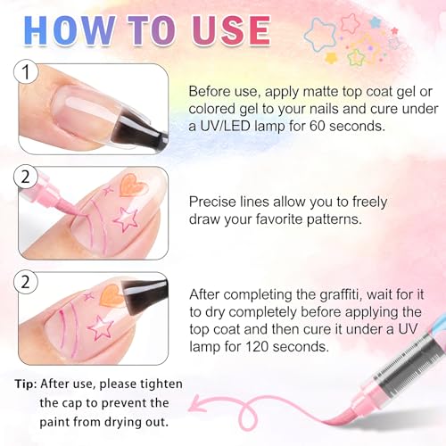Image of IONSGAKO Nail Art Pens Set, Dual-head Dual-color Nail Polish Pens