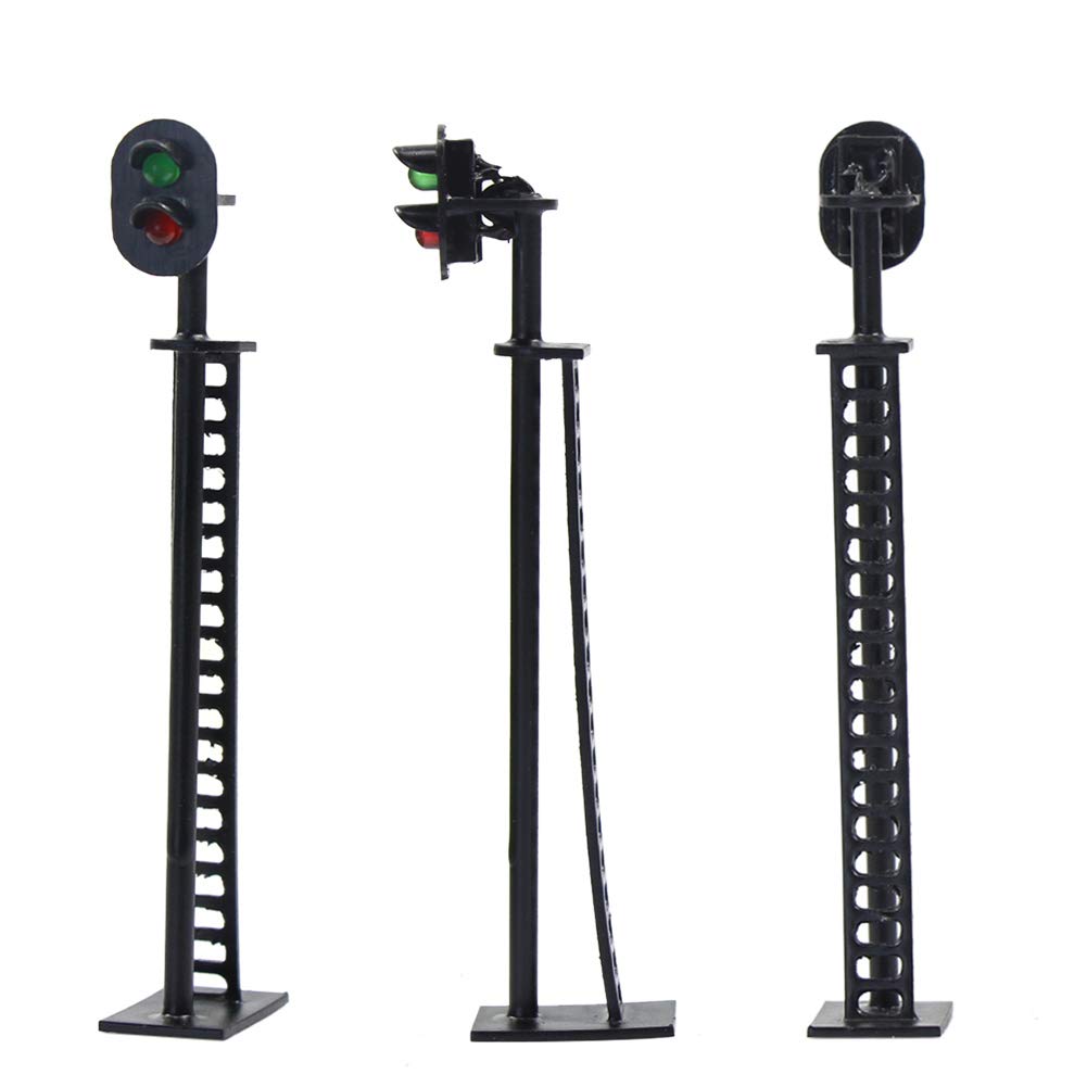 Evemodel Segnali di Blocco Ferroviario Modello 5 Pezzi Scala Ho o OO Verde/Rosso 8 cm 12V LED