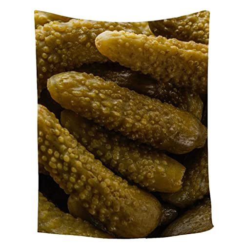 Pickles Flannel Food Throw - Ultra Soft Plush Bed Blanket for Home Decor - Cucumber Quilt Blanket All Seasons for Couch Sofa Bed, 60