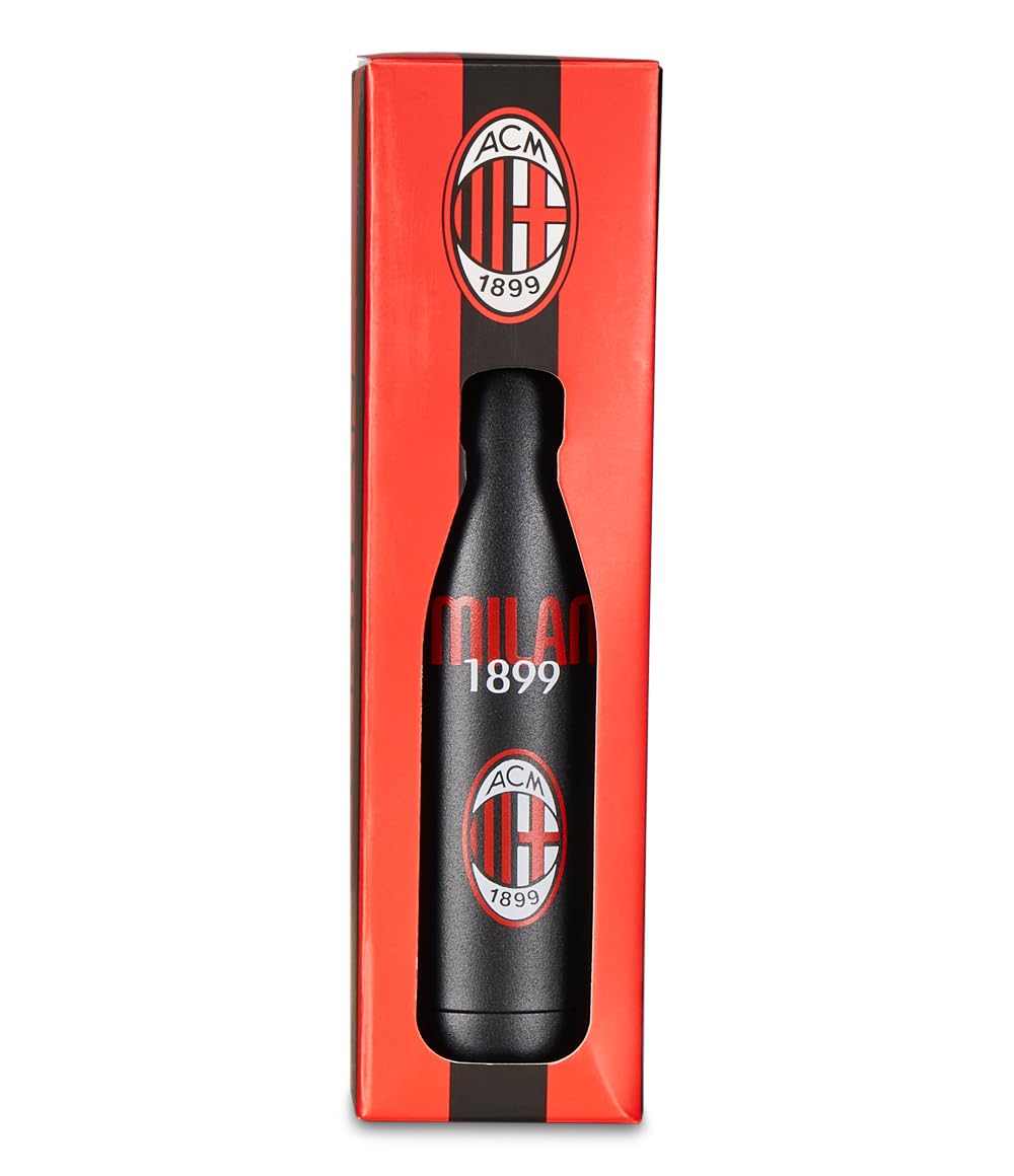 Seven A.C. Milan Football Bottle, Black Red, Insulated Stainless Steel Water Bottle, No BPA Indoor Outdoor - Image 3