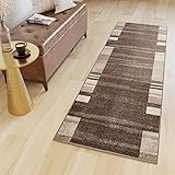 TAPISO Sari Alfombra de Pasillo por Metros Pelo Corto Suave Diseño Moderno Tonos de Marrón Crema Alfombra de Salón Recibidor Habitación Dormitorio Oeko-Tex 70 x 170 cm