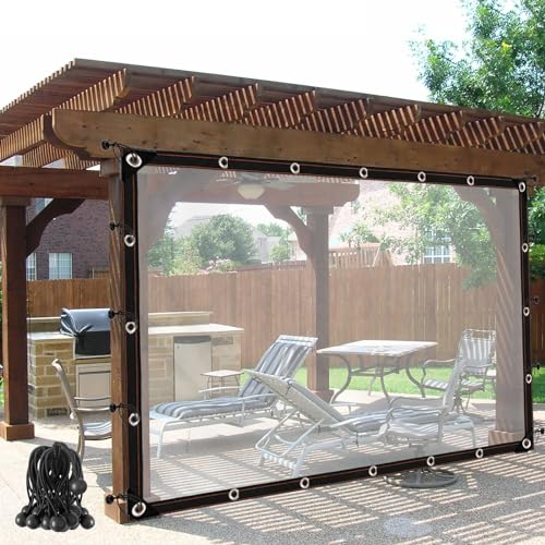 Lona transparente con ojal e impermeable de plástico para pérgola 2