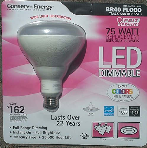 Feit Electric - BR40 Flood Light LED - 75 Watt Equivalent Replacement - Uses only 16 Watts - Dimmable (1)