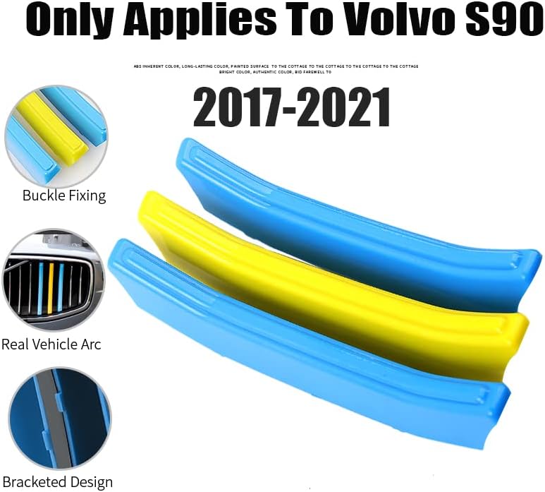 Miniatura 5 de SANRILY Moldes decorativos de rejilla multicolor compatibles con Volvo S90 2017-2021 cubierta de parrilla delantera (azulamarilloazul)