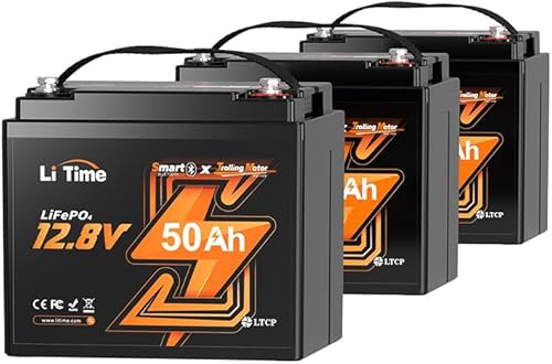 Miniatura 11 de LiTime 12V 50Ah LiFePO4 Batería de litio para motores de arrastre Bluetooth, batería marina de ciclo profundo de 4000+ con protección de baja
