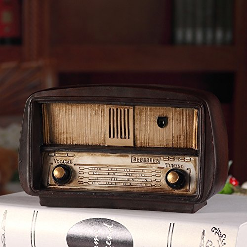 Image of Spiaty Synthetic Resin Vintage Decorative Radio Model for Home Living Room Decorations, Retro Style Table Ornament, Brown Wooden Design
