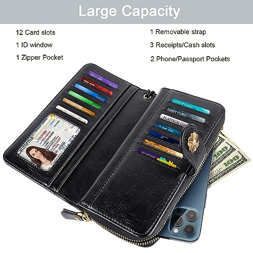 Wallets for Women Multi Card Holder Wallet Clutch Wallet Card Holder Organizer Ladies Purse with Wrist strap Purse3