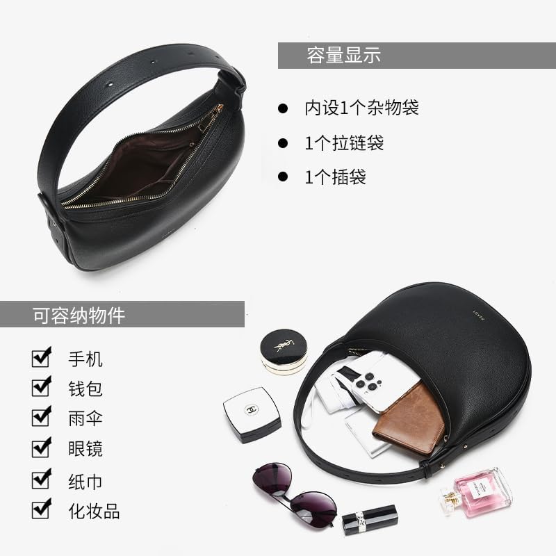 Women Crescent Shoulder Bag with Adjustable Strap Small Soft Vegan Leather Underarm Handbag Purse - Image 6