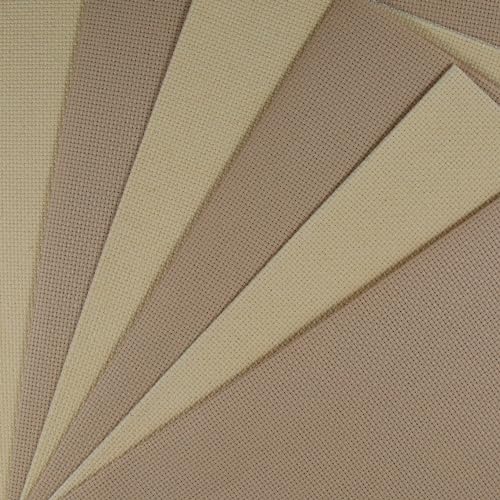 Image of KCS 6 pc of 12 inch x 18 inch(30cmx45cm) 14CT Counted Cotton Aida Cloth Cross Stitch Fabric (Light Straw+Khaki)