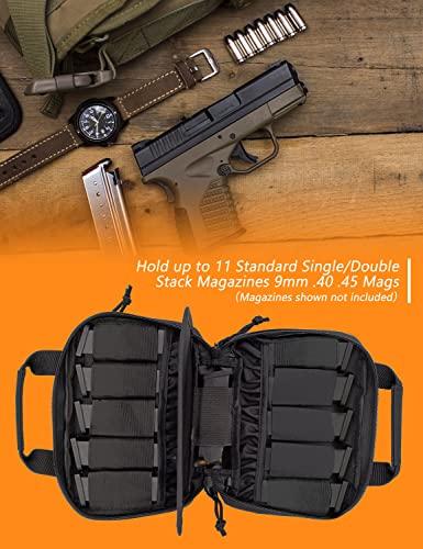 Chelvvg Tactical Pistol Magazine Storage Pouch, Tactical Molle Mag Pouch Bag Fits Most Single/Double Stack 9Mm .40 .45 Mags For Medium And Large Handguns, Black #TOP1