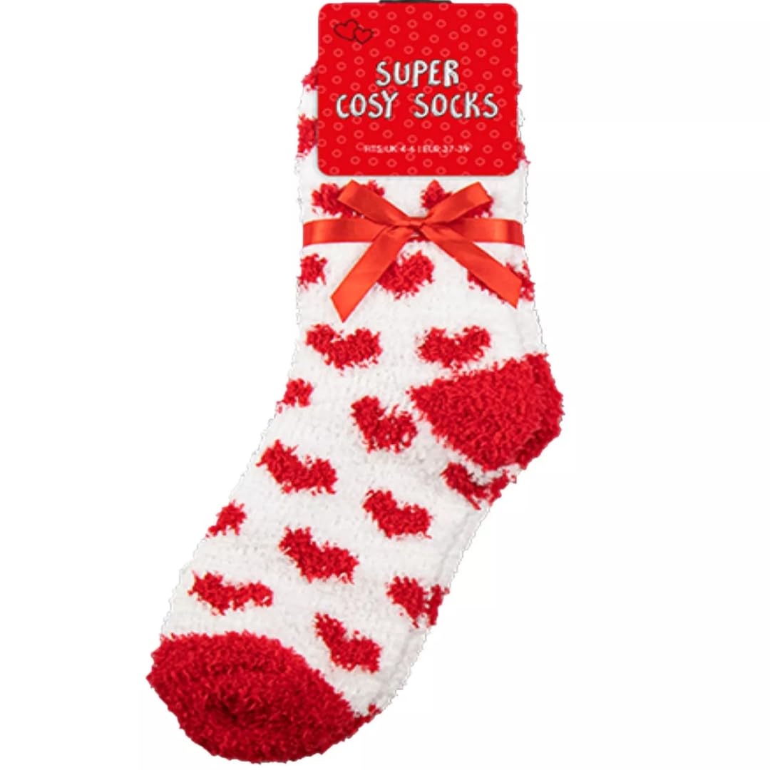 LND Gifts Fluffy Socks: Heart Fluffy Socks Womens Gift For Valentines Day Gift For Her, Heart Socks Gifts For Women, Girlfriend Socks Gifts For Her Comfy Warm Cosy Ladies Socks