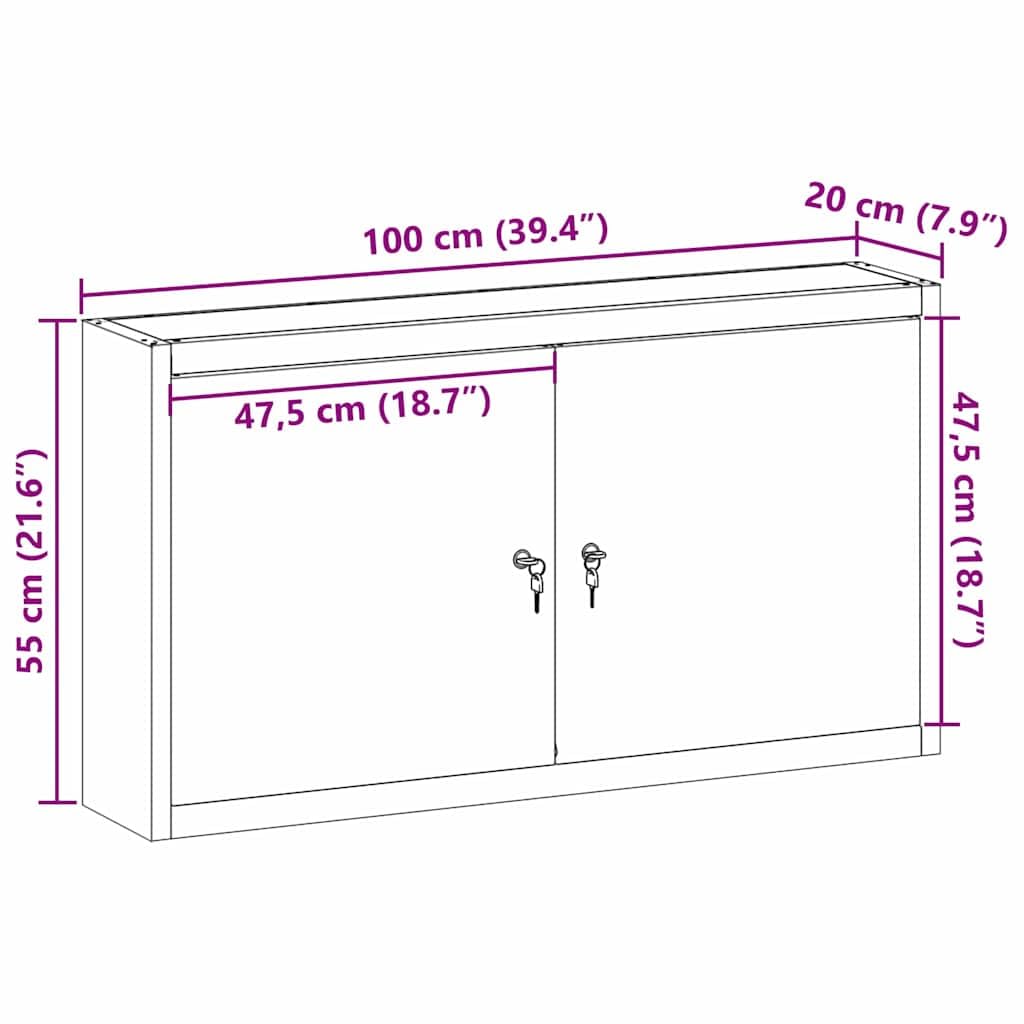 vidaXL Armario de Herramientas Negro y Gris 100 x 20 x 55 cm, Banco de Trabajo, Armario metálico para Herramientas, estantes Ajustables, organización práctica, diseño Moderno