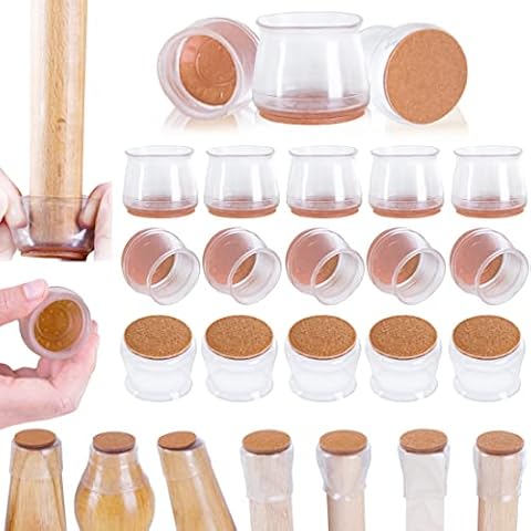 16PCS Chair Leg Floor Protectors, Niviy Furniture Cup with Felt Pads, Clear Silicone Table feet Covers for Hardwood Floors from Scratches and Noise (32-40mm) Cover