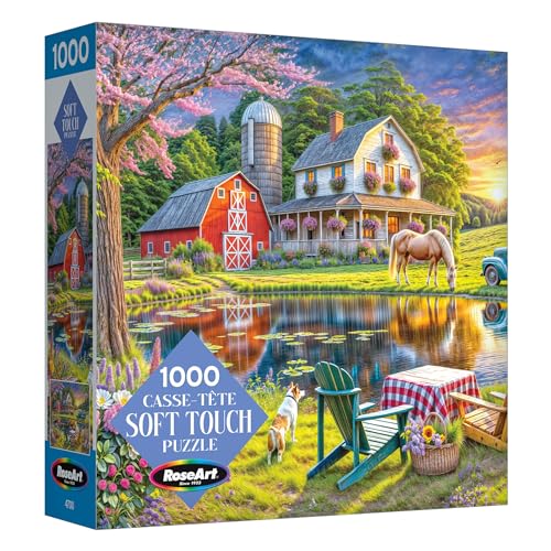 RoseArt Soft Touch Backyard Country Farm Scene 1000 Piece Jigsaw Puzzle for Adults - image 1