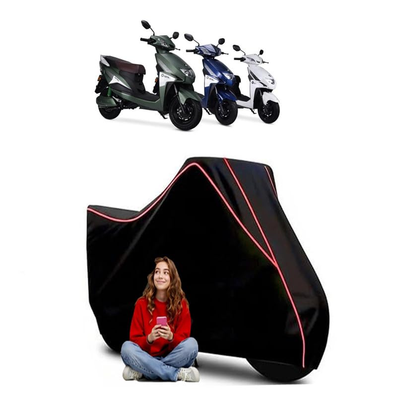 Image of Lectrix LXS Scooty Bike Cover Water Resistant Outdoor Use Universal Fit Scooters Motorcycles Heavy Duty UV Protection Dust Rain Scratch Resistant Elastic Bottom Black Blue Piping
