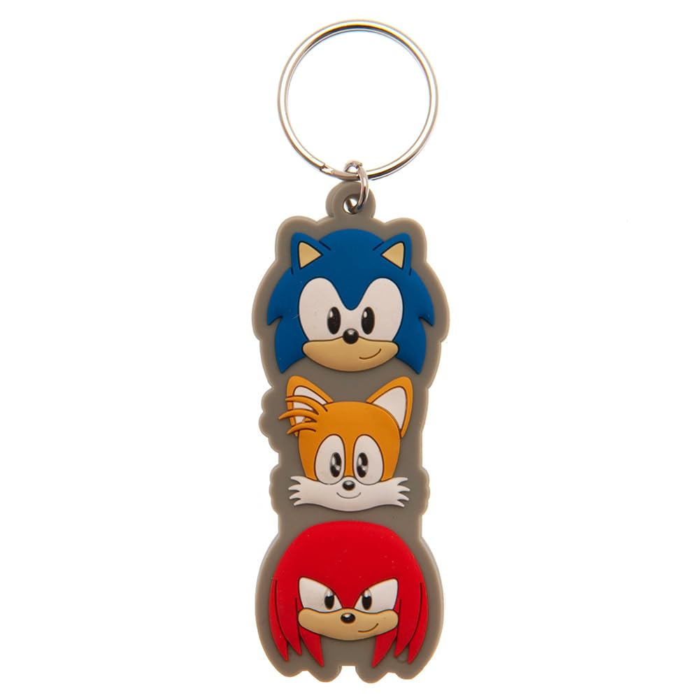 Sonic The Hedgehog Men's Blue/Orange/Red Trio Stack Pvc Keyring (One Size) ()