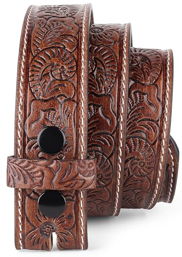 Image of F&L CLASSIC Western Belt without buckle for men - Full Grain Leather Cowboy Belts for jeans - One Piece Leather strap belt