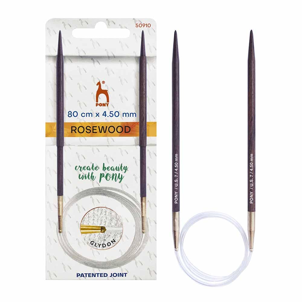 Pony Brown - Polished Rosewood (80Cmx4.50mm) Lightweight Circular Knitting Needle With Patented Glydon Joint For Sewing Projects - 1 Needle