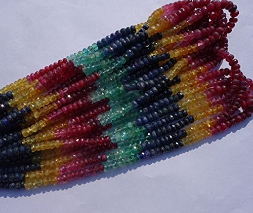 Saphir naturel multicolore fil de perles rondelles 5-6mm, cadeau précieux pour créatrice de bijoux