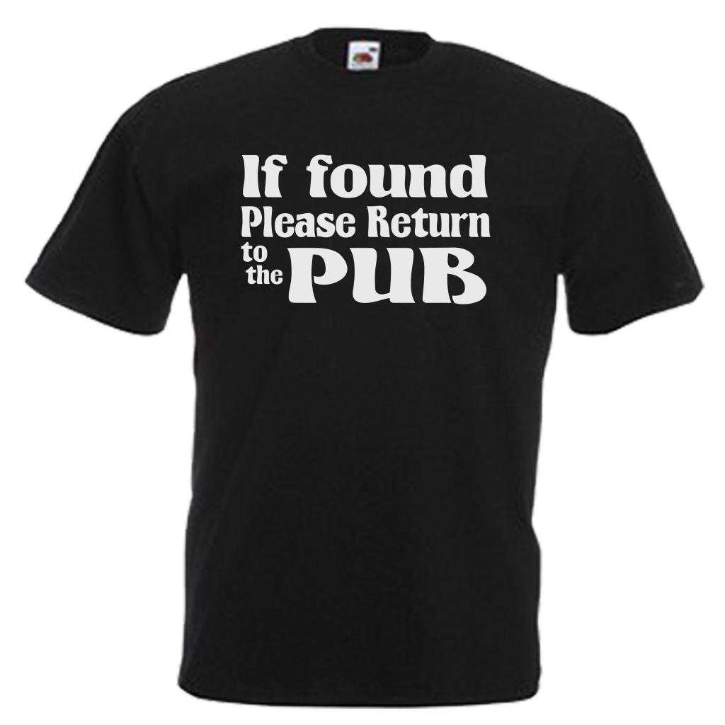 Shaniztoons Men's Black If Found Please Return To The Pub Funny Drinking Slogan Adults Unisex Gift T-Shirt Xxl