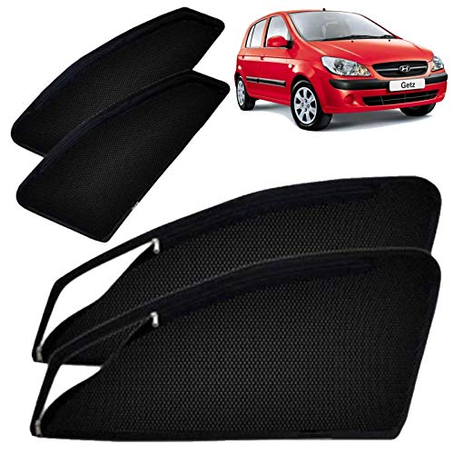 Image of Autofact Magnetic Car Sunshades Compatible with Hyundai Getz (Set of 4) - Easy Installation, UV Protection, Keeps Car Cool (Front 2 with Zippers for Easy Access, Rear 2 Without Zippers)