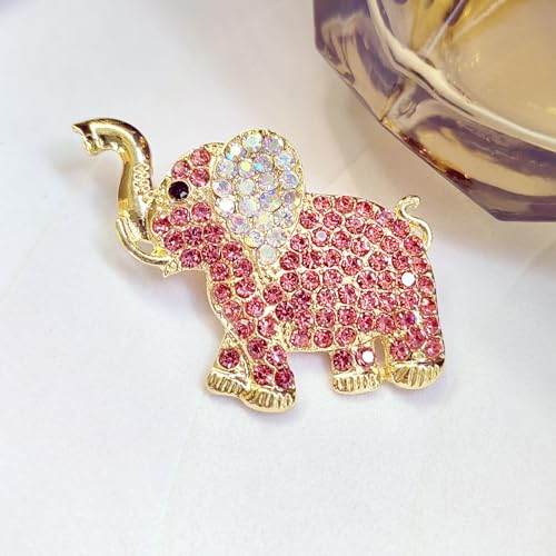 Image of Rhinestone Pink Elephant Brooches for Women Cute Animal Pet Elephant Pin Collar Dress Hat Broach Birthday Holiday Gifts Fashion Accessories Jewelry
