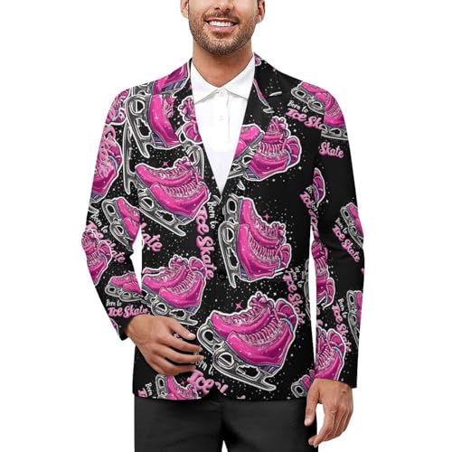 Born to Ice Skate Men's Slim Suit Long-Sleeve Prom Tuxedo Classic Two Button Business Jacket