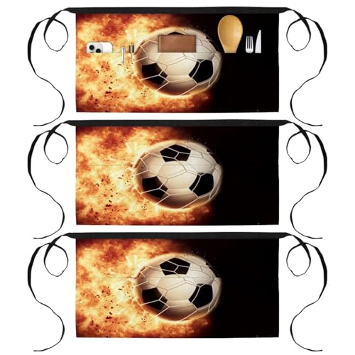 Demi-tablier pour cuisine et pâtisserie à motif football pour simplifier le nettoyage de la maison