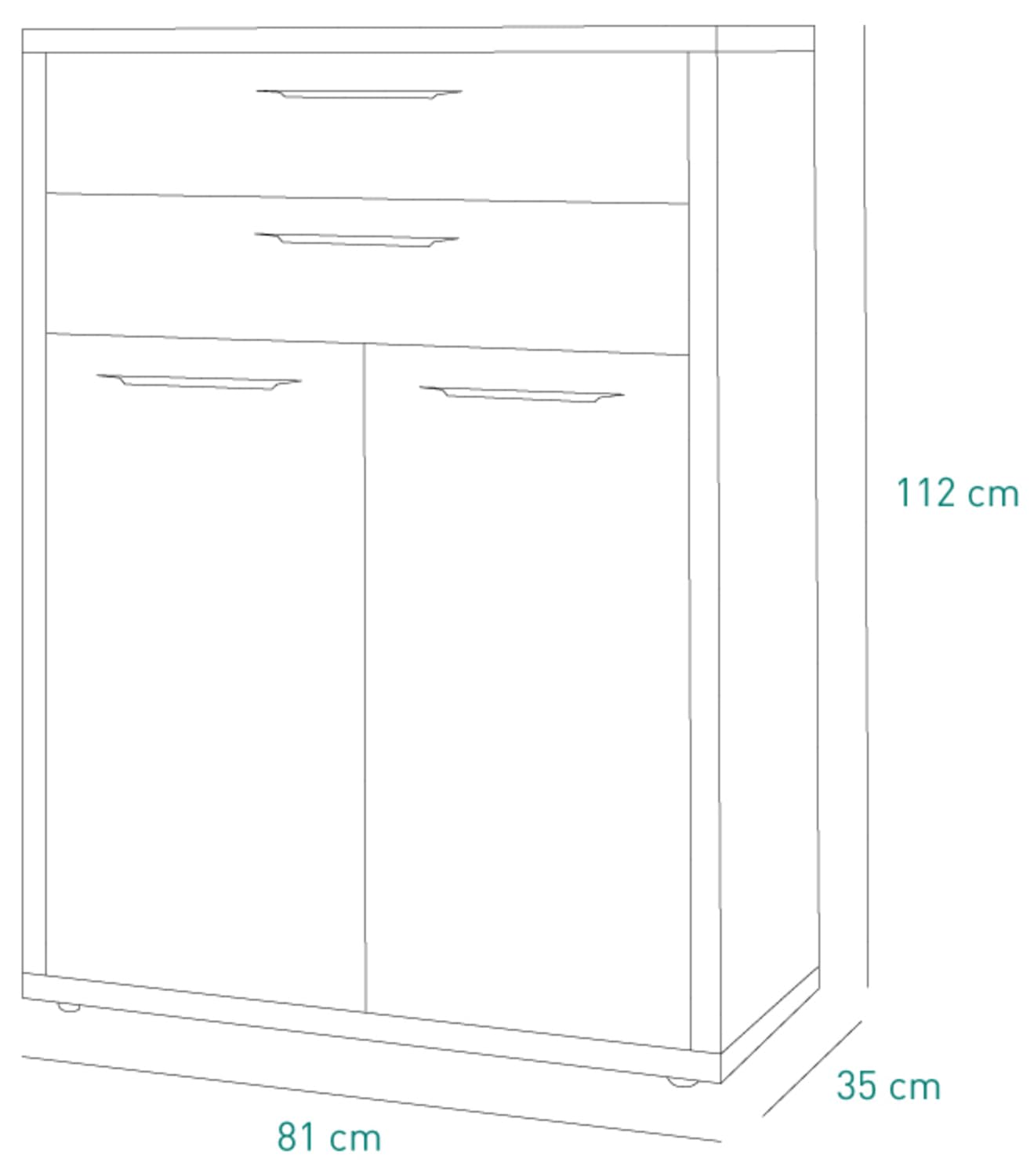 Composad | Mobile Contenitore della Linea DISEGNO con 2 Ante e 2 Cassetti, Armadietto Porta documenti da Archivio, (LxAxP) 81,60x112x35,70 cm, Rovere Sonoma e Bianco Laccato, Made in Italy