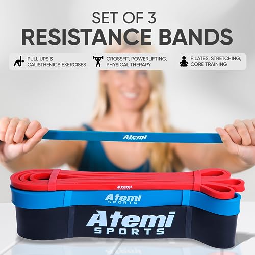 Resistance Bands | Set of 3 Exercise Bands for Pull Up Assistance, Fitness and Strength Workouts