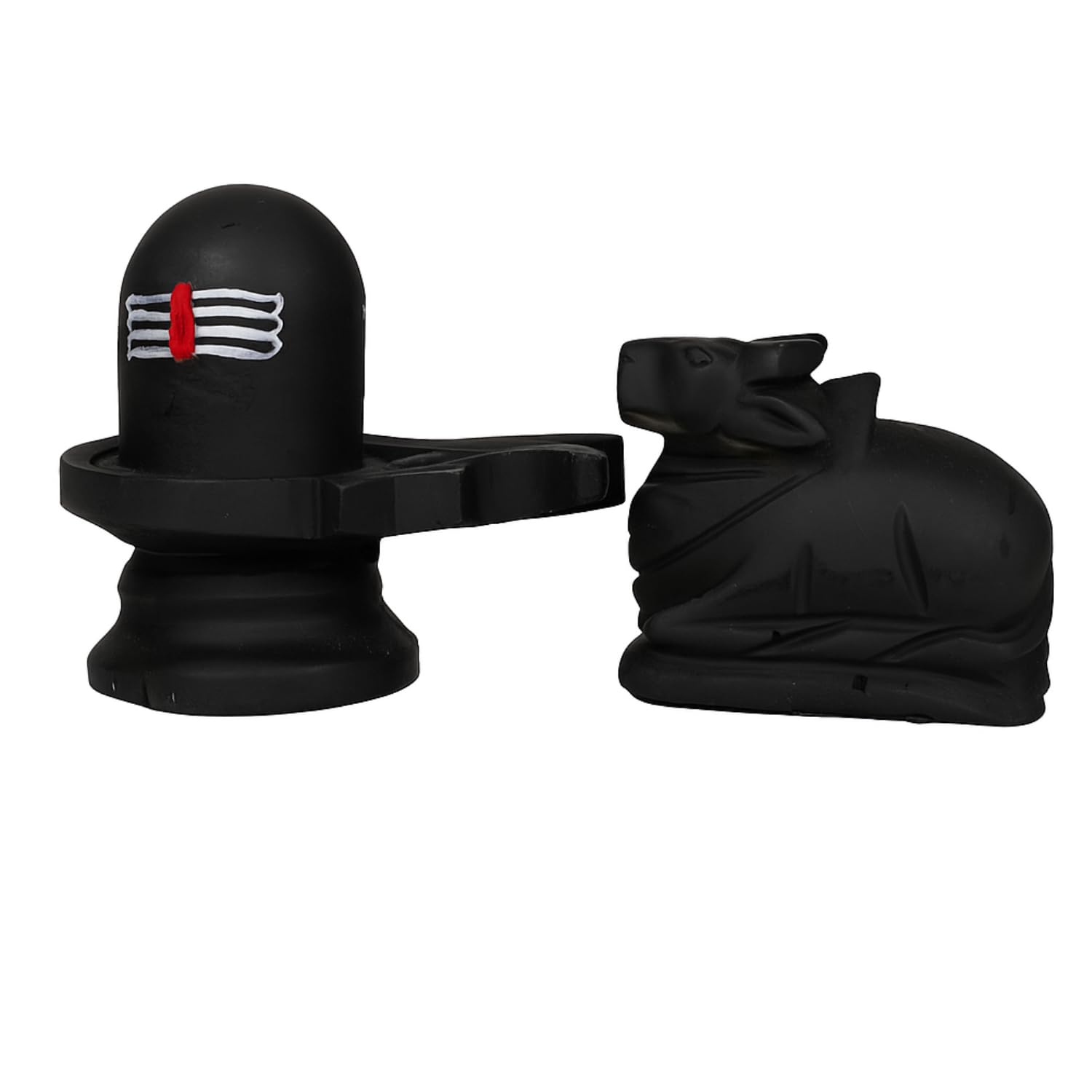 Salvus APP SOLUTIONS Marble Dust Shiv Pindi and Nandi Shiva Lingam | Pindi for Home, Tample & Car Dashboard | Narmadeshwar (Pindi - 4 Inch, Nandi - 3 Inch) (Black)
