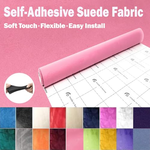 Image of Suede Fabric Wrap - Self Adhesive Film Sticker Silky Decal Sheet for Car Interior Furniture Upholstery DIY Elastic Stretch Peel and Stick (Baby Pink, 17.5 in x 70 inch)