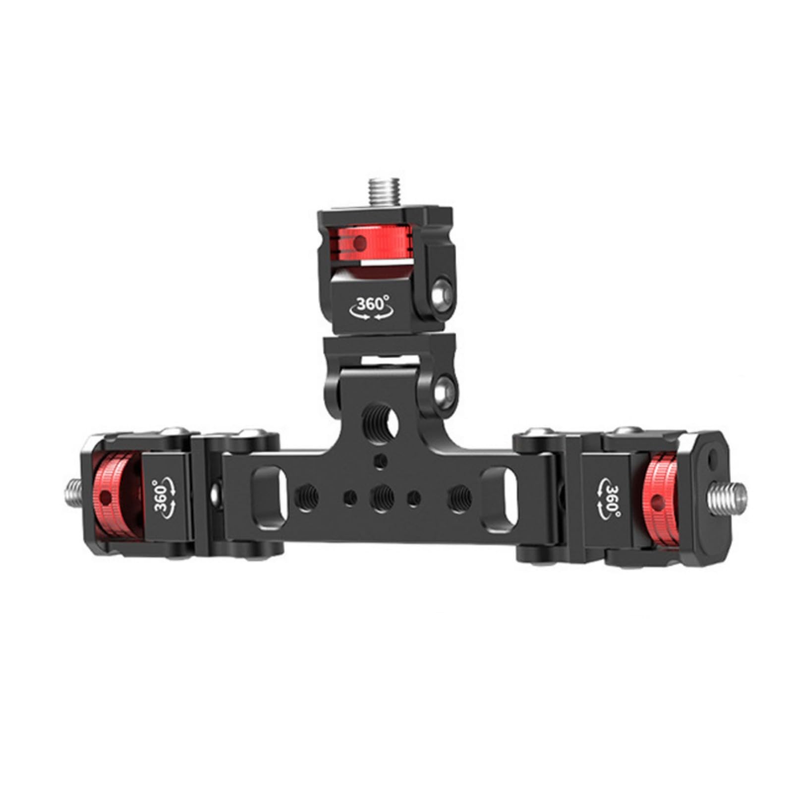 Adjustable Triple Mount Stand Aluminum 1/4inch for Action Camera Phone LED Tripod Live Stream Selfie Stick Holder Aluminum Camera Adapter Stand