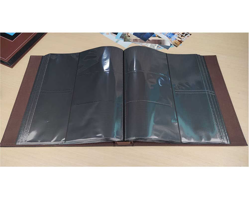 Album de Photos avec Couverture Transparente et 10x15cm 600 Pochettes Photos Horizontales et Verticales Pages Noires Couverture en PU Cuir Albums Photos de Mariage en Famille,31.5x34CM(120 pages),Marron