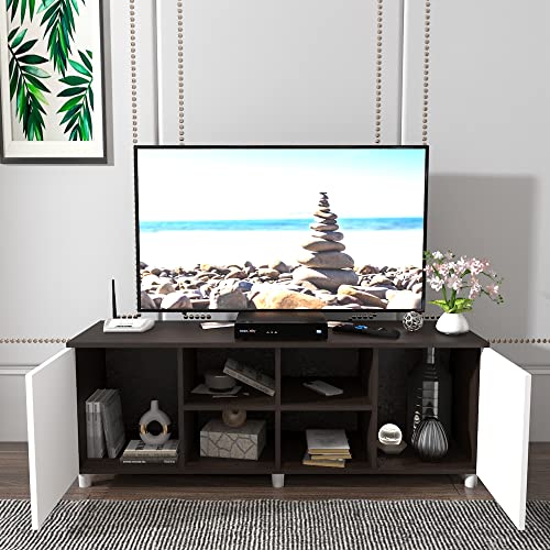 Image of ESTANTERIA Tv Cabinet for Living Room Engineered Wood TV Entertainment Unit Set Top Box Tv Stand Table /TV Cabinet with Shelves for Books & Dcor Display Unit Bed Living Room Upto (Wange-)