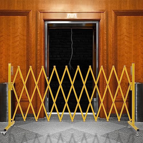 OUUTMEE Scherengitter ausziehbar, maximaler Breite 330cm x Höhe 120 cm, Teleskop-Tor, Baustelle/Bahnhof/Schule/Garage, Gitter-Akkordeon-Zaun, Zauntor (leicht, kompakt) Gelb