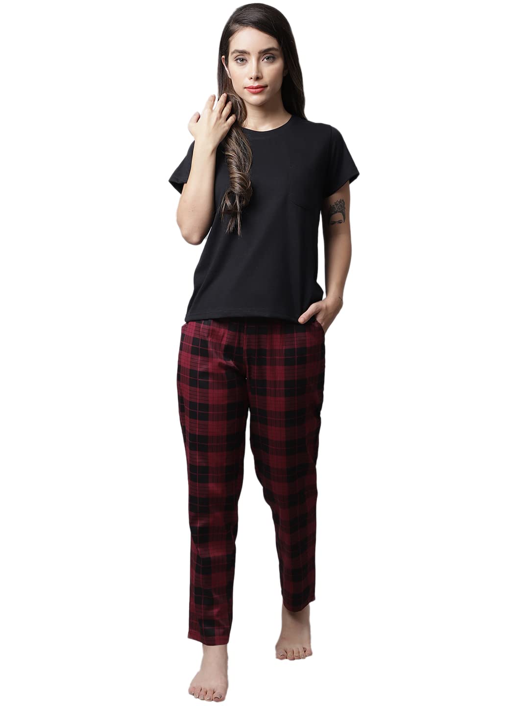 bc boston club Boston Club Cotton Maroon Nightsuit for Women/Pajama Set for Women/Night Suit-picture-25