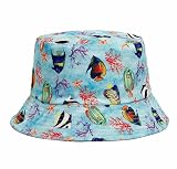 Quanhaigou Bucket Hat for Men Women,Packable Reversible Printed Sun Hats,Fisherman Outdoor Summer Travel Hiking Beach Caps (Colorful Fish)