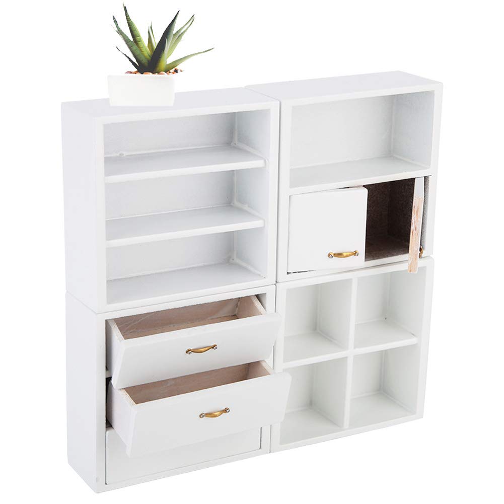 STOBOK Miniatuur Commode Voor Poppenhuis – Houten Meubelsetje, Ladekastje, 5,4 X 3,6 X 2 Cm, Blauw, Schattig Interieurpoppetje
