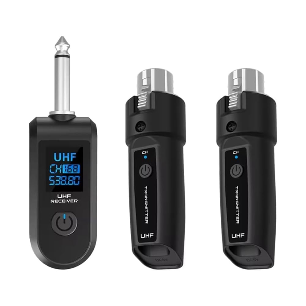 Softline Pro UHF XLR Adapter System Wireless Microphone Transmitter Receiver for Dynamic Microphone Guitar Audio Mixer PA System (SP DWT002 MIC) - Dual-image-49