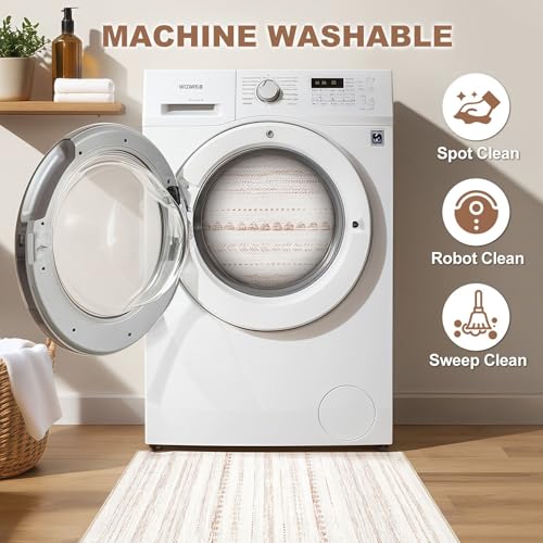 Nakagishi 2X3 Rug Washable Area Rug: Small Soft Boho Farmhouse Neutral Moroccan Non Slip Indoor Low Pile Accent Floor Throw Carpet for Bedroom Bathroom Entryway Kitchen Hallway Closet Home- Brown